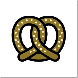 Brown Salted Pretzel Cartoon Icon Posters and Art